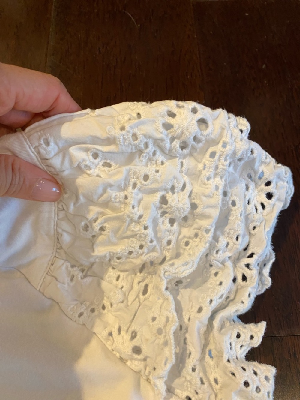 Veronica Beard Women's White Eyelet Sleeve Tee - Picture 2 of 5